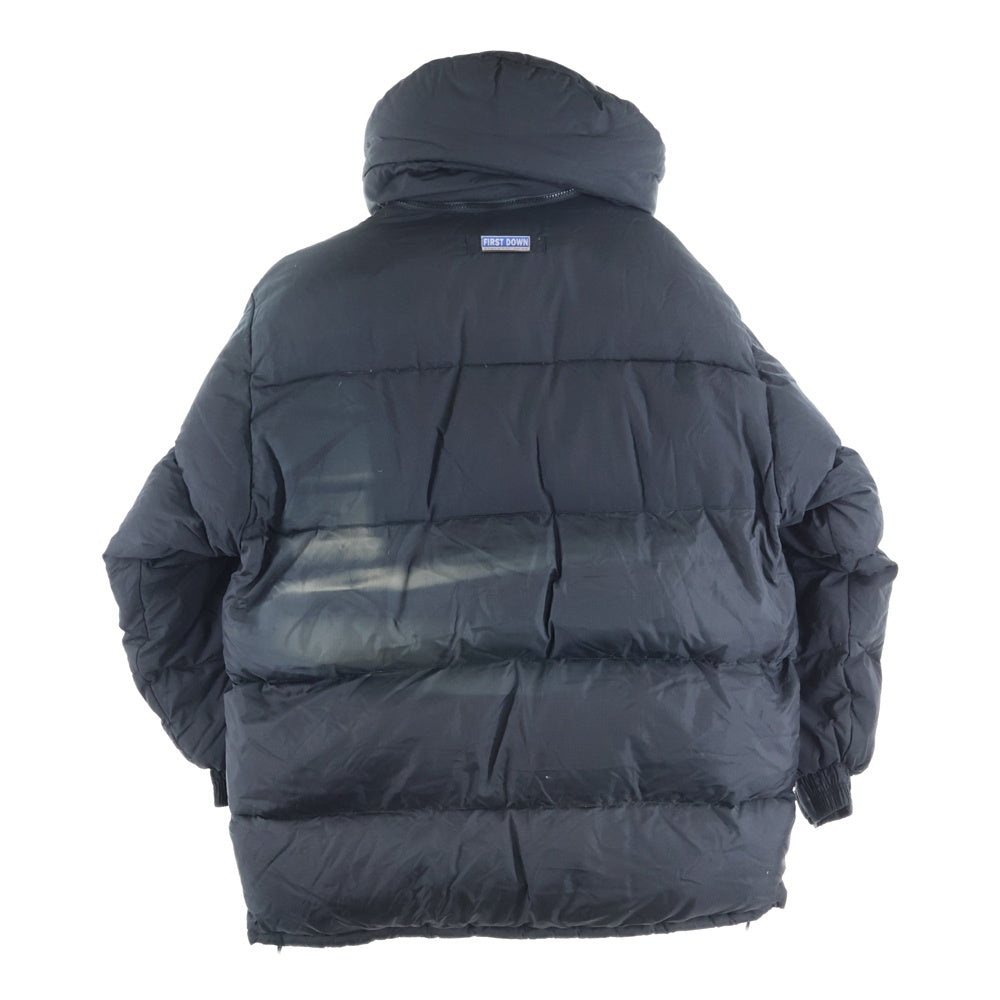 FIRST DOWN(ファーストダウン) 90S VINTAGE 雪山タグ ナイロン フーデッド ヴィンテージ ダウンジャケット ブラック