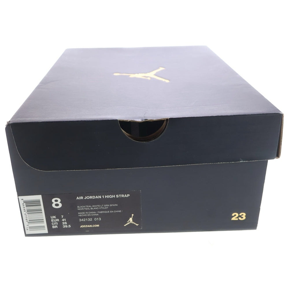 NIKE(ナイキ) 【観賞用 2014年製】 AIR JORDAN 1 HIGH STRAP BLACK TEAL エアジョーダン1 ストラップ ブラックテール ハイカットスニーカー ネイビー US8/26cm 342132-013