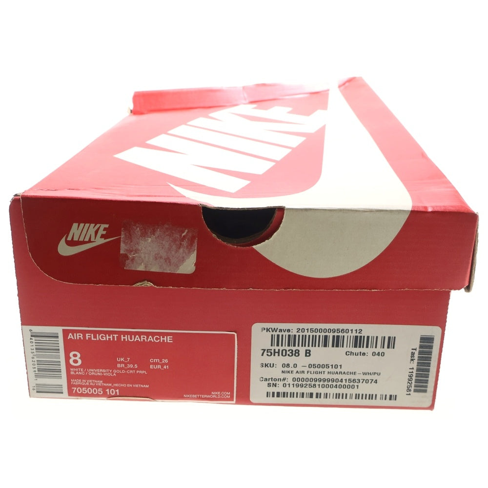 NIKE(ナイキ) 【観賞用 2015年製】 AIR FLIGHT HUARACHE LAKERS エアフライトハラチ レイカーズ ローカットスニーカー ホワイト/イエロー/パープル US8/26cm 705005-101