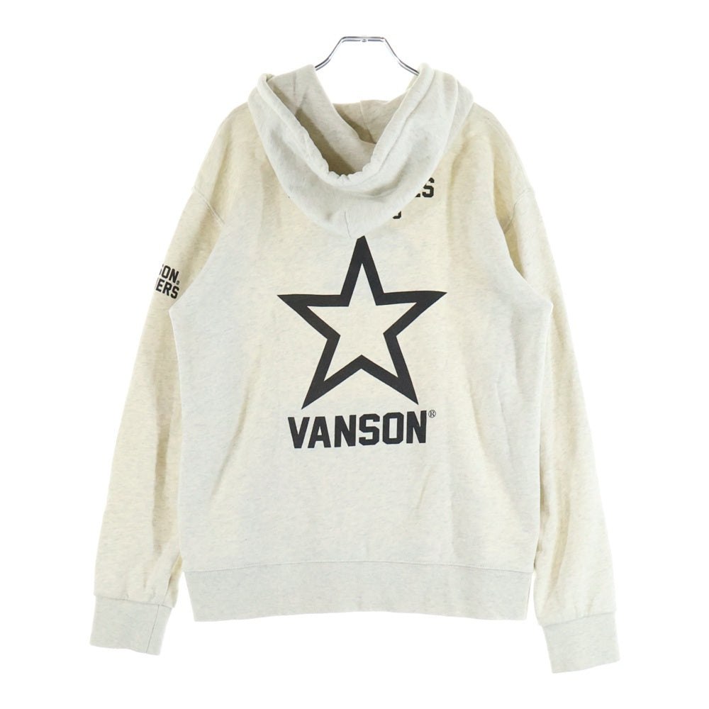 VANSON(バンソン) フロントロゴ刺繍 プルオーバースウェットパーカー フーディー グレー