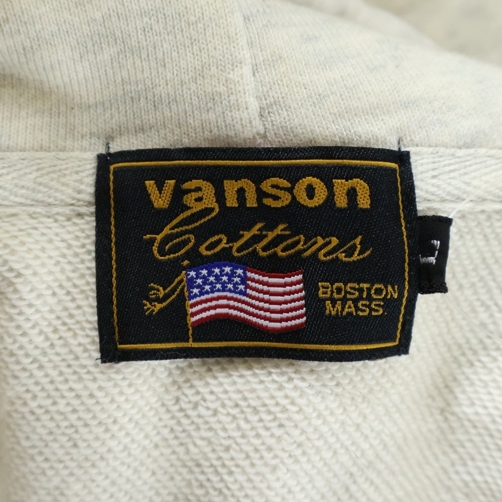 VANSON(バンソン) フロントロゴ刺繍 プルオーバースウェットパーカー フーディー グレー