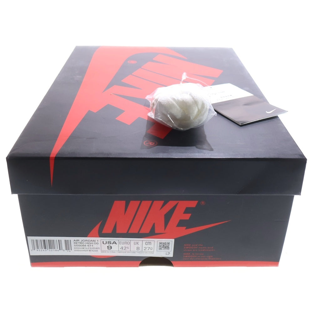 NIKE(ナイキ) AIR JORDAN 1 HIGH OG BORDEAUX エアジョーダン1 ハイカットスニーカー ボルドー US9/27.0cm パープル 555088-611