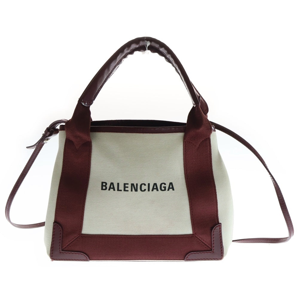 BALENCIAGA(バレンシアガ) ネイビーカバス 2WAY キャンバスハンドバッグ ショルダーバッグ アイボリー 390346 レディース
