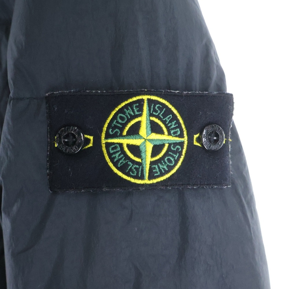 STONE ISLAND(ストーンアイランド) GARMENT DYED CRINKLE REP NY DOWN ガーメンドダイ ロゴワッペン付き ダブルジップ フーデッド ナイロンダウンジャケット ブラック 751540123