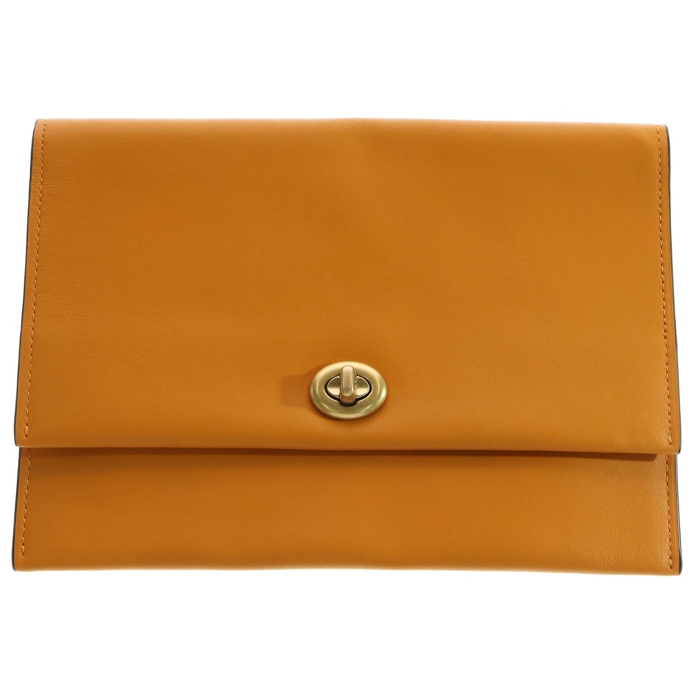 COACH(コーチ) ロゴデザイン ターンロック レザー セカンドバック クラッチバッグ オレンジ C9660G