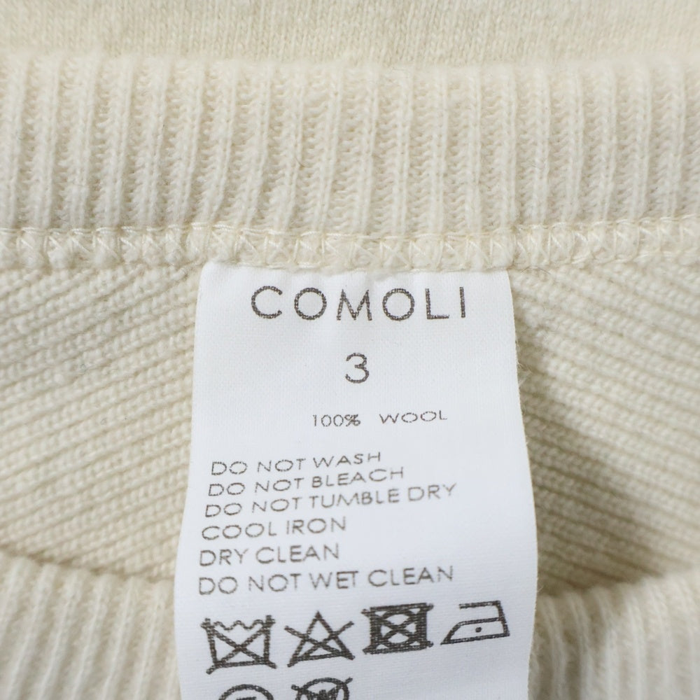 COMOLI(コモリ) 22AW ウール ロングスリーブ フットボールTシャツ カットソー アイボリー W03-05011