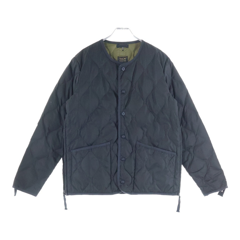 TAION(タイオン) ミリタリー クルーネック ダウンコート キルティングジャケット ブラック TAION-104BML-1