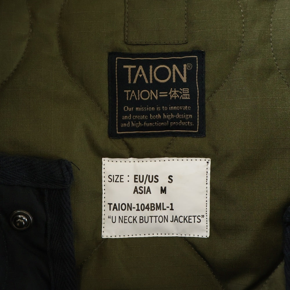 TAION(タイオン) ミリタリー クルーネック ダウンコート キルティングジャケット ブラック TAION-104BML-1