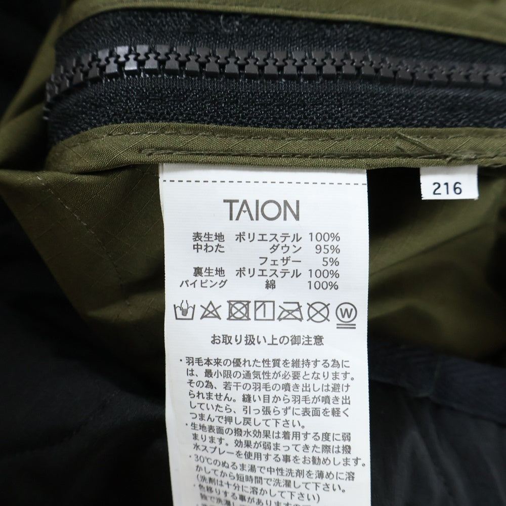 TAION(タイオン) ミリタリー クルーネック ダウンコート キルティングジャケット ブラック TAION-104BML-1