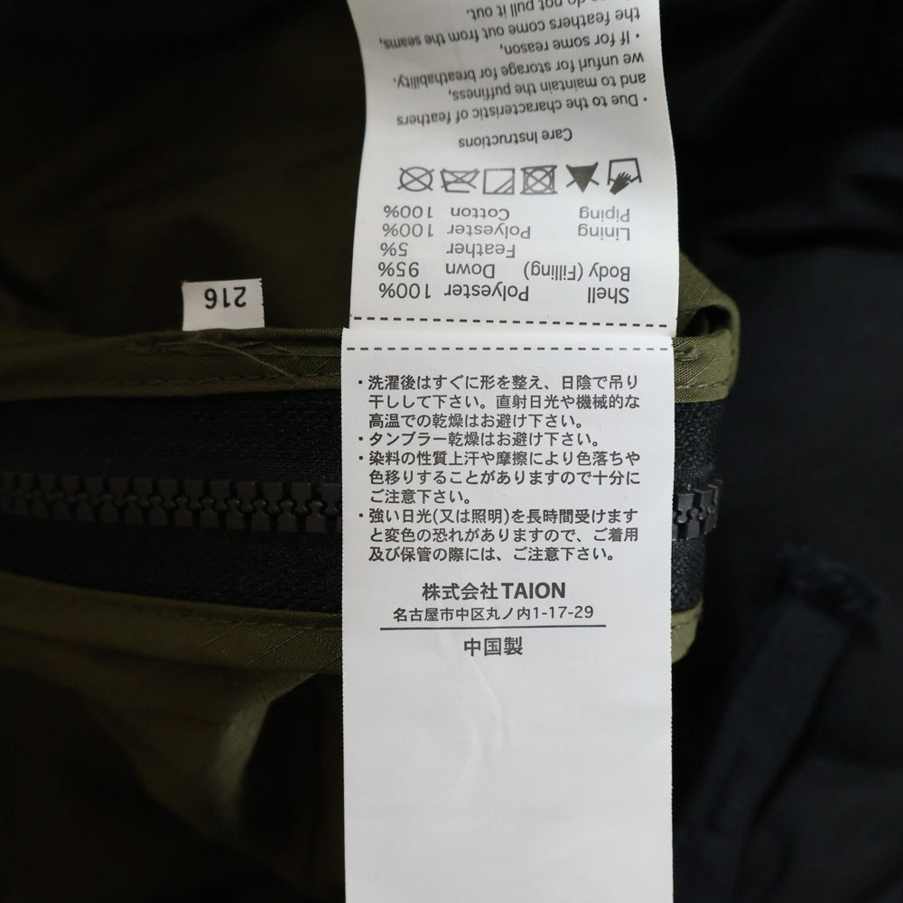 TAION(タイオン) ミリタリー クルーネック ダウンコート キルティングジャケット ブラック TAION-104BML-1