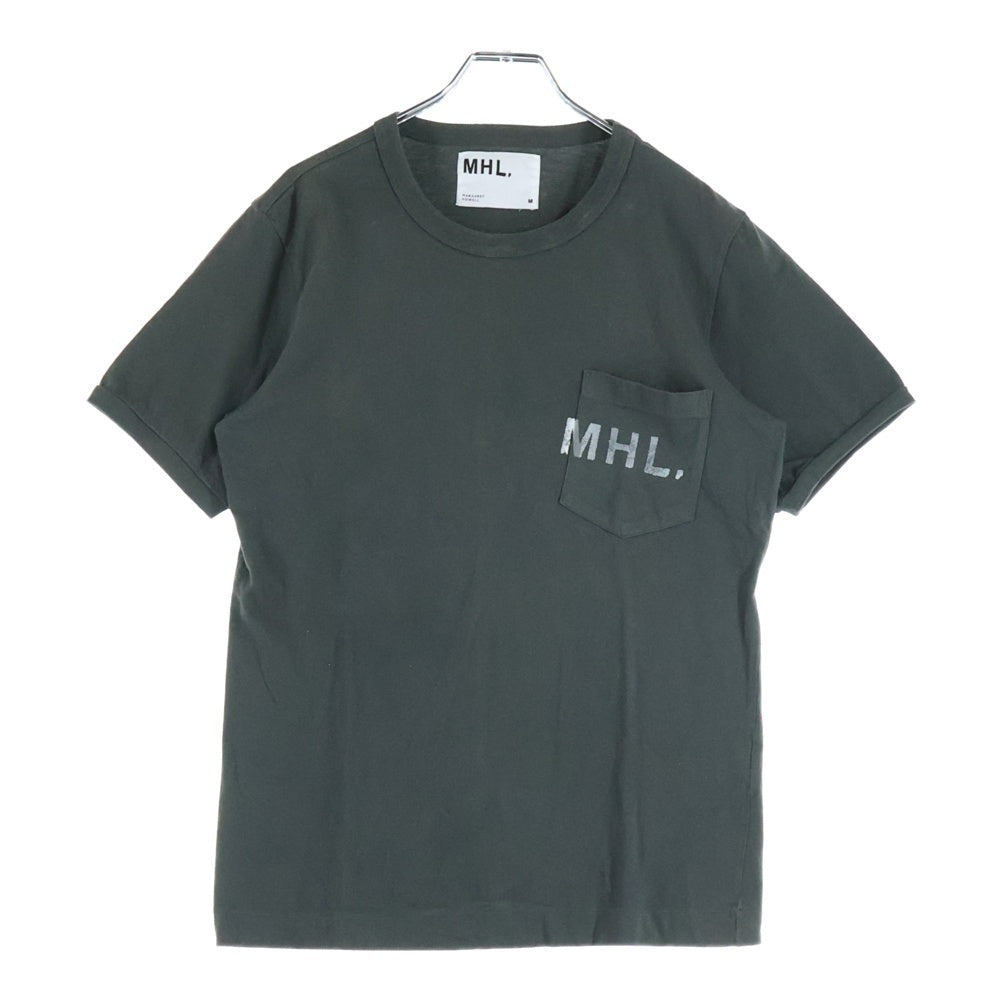 MARGARET HOWELL(マーガレットハウエル) 胸ポケットプリント半袖Tシャツ カットソー カーキ レディース