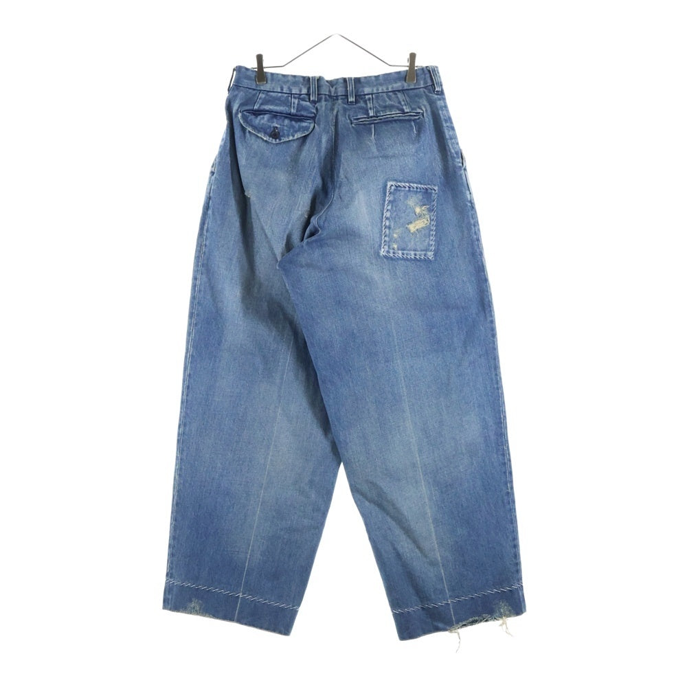 kolor(カラー) 24AW パッチワークデザイン ダメージ加工 ジップアップ デニムパンツ インディゴ 24WCM-P02104