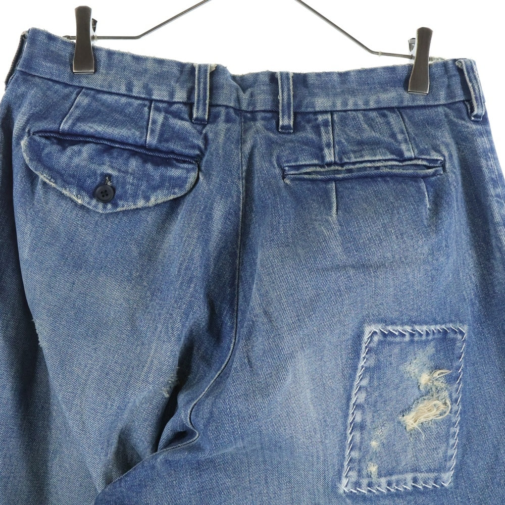 kolor(カラー) 24AW パッチワークデザイン ダメージ加工 ジップアップ デニムパンツ インディゴ 24WCM-P02104