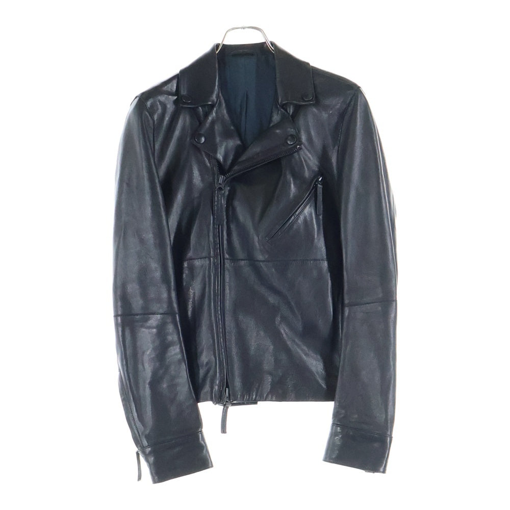 ACNE STUDIOS Bla Konst(アクネストゥディオズ ブロコンスト) オスカー マルチポケット シープスキン ジップアップ ダブルブレスト ライダースジャケット レザージャケット ブラック OSCAR PAW14