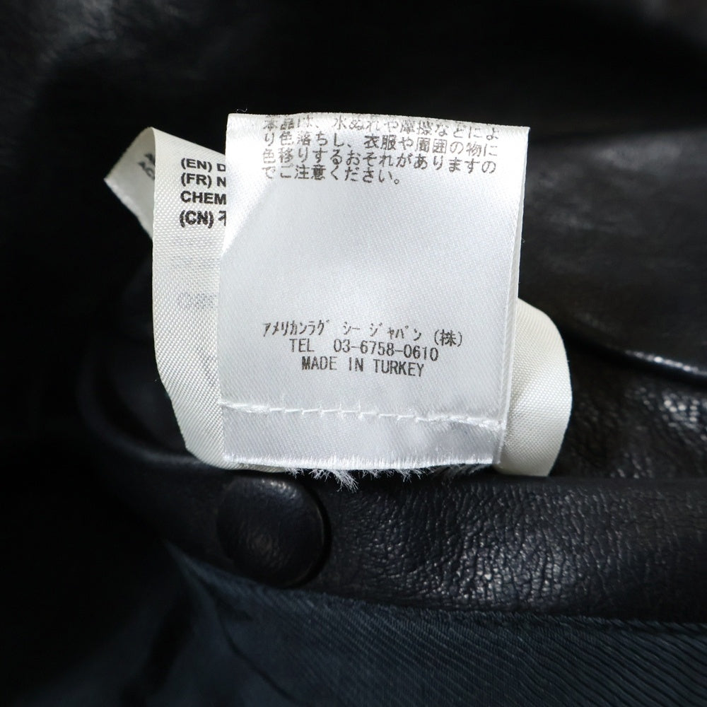 ACNE STUDIOS Bla Konst(アクネストゥディオズ ブロコンスト) オスカー マルチポケット シープスキン ジップアップ ダブルブレスト ライダースジャケット レザージャケット ブラック OSCAR PAW14