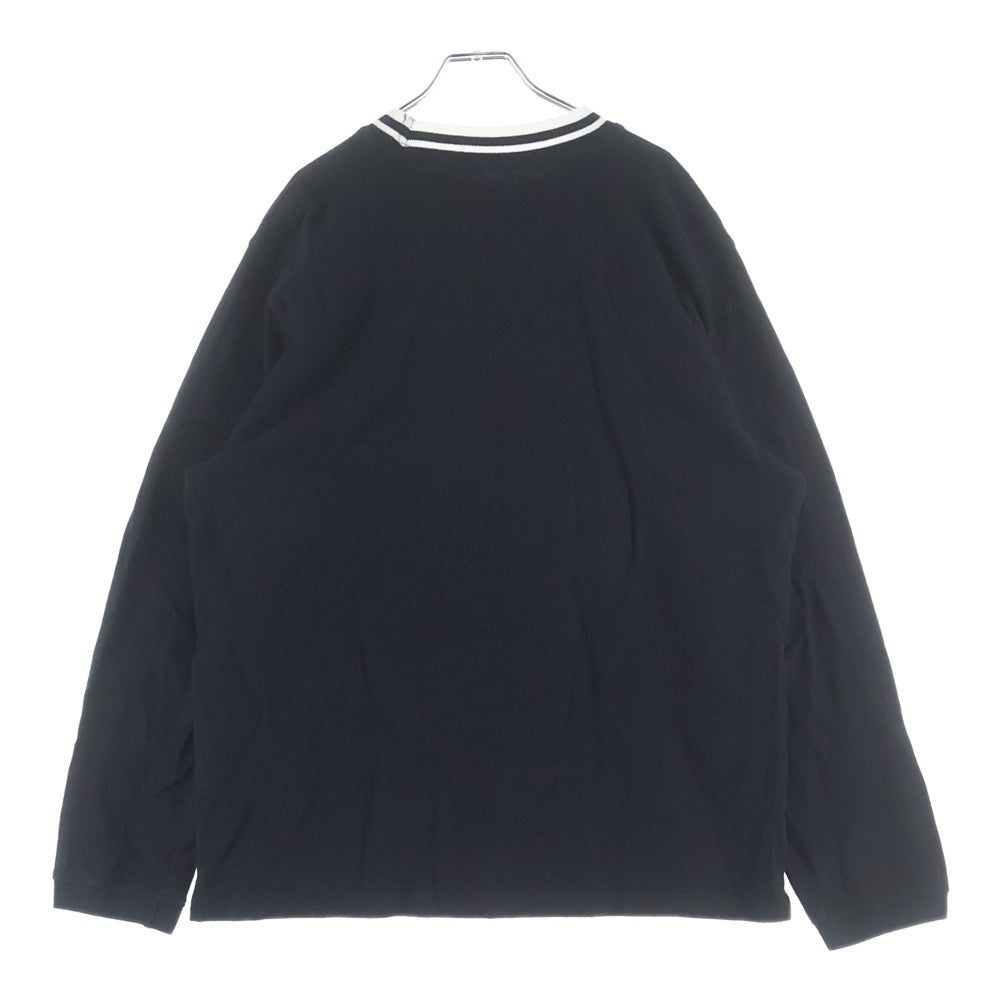 STUSSY(ステューシー) 胸エンブロイダリーデザイン クルーネック カットソー 長袖Tシャツ ブラック