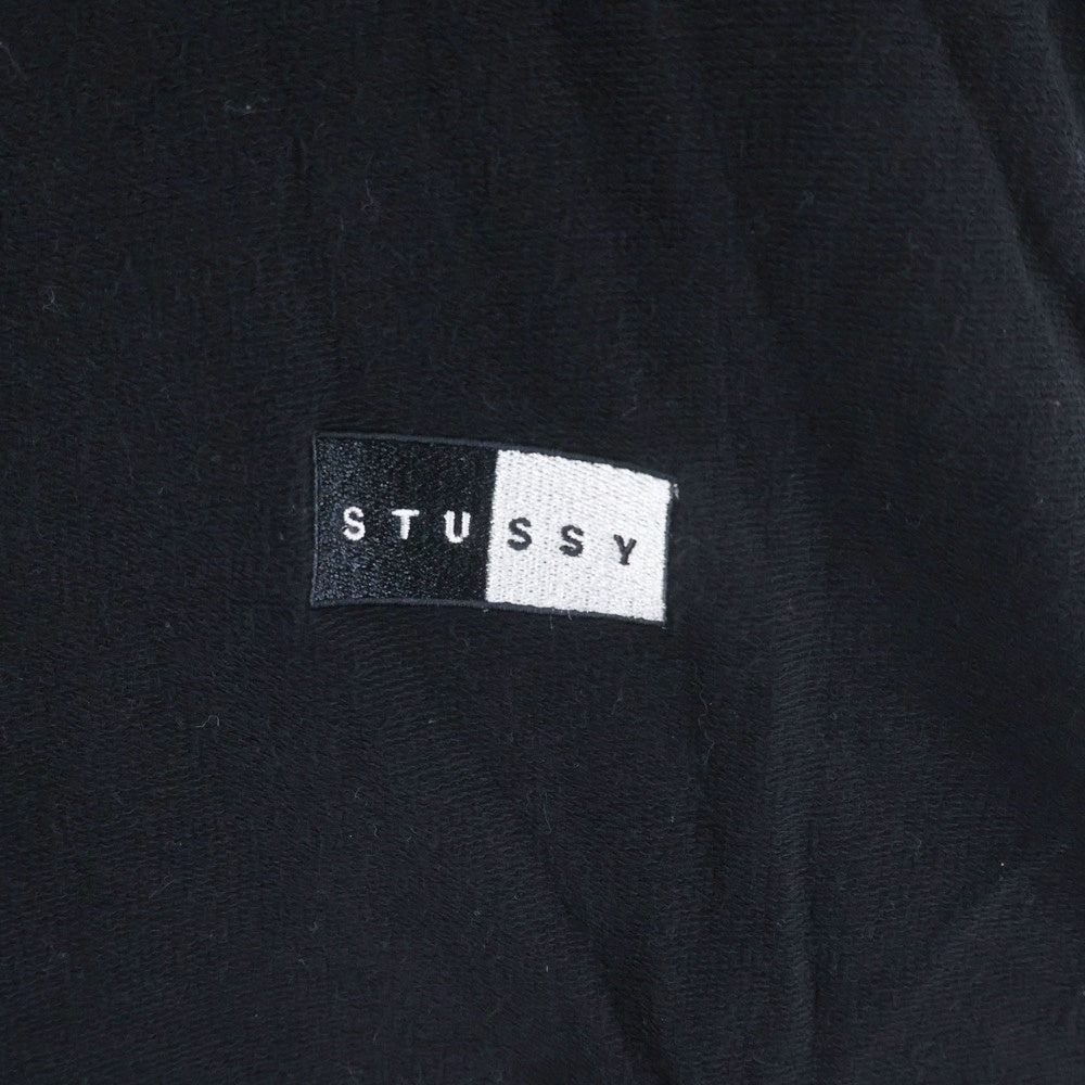 STUSSY(ステューシー) 胸エンブロイダリーデザイン クルーネック カットソー 長袖Tシャツ ブラック