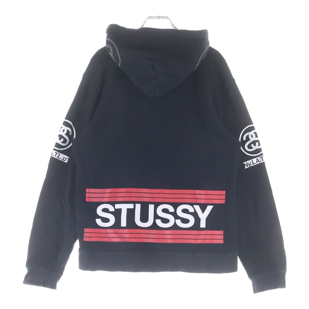 STUSSY(ステューシー) 1980 フロントロゴデザイン プルオーバー フーデッド スウェット パーカー ブラック