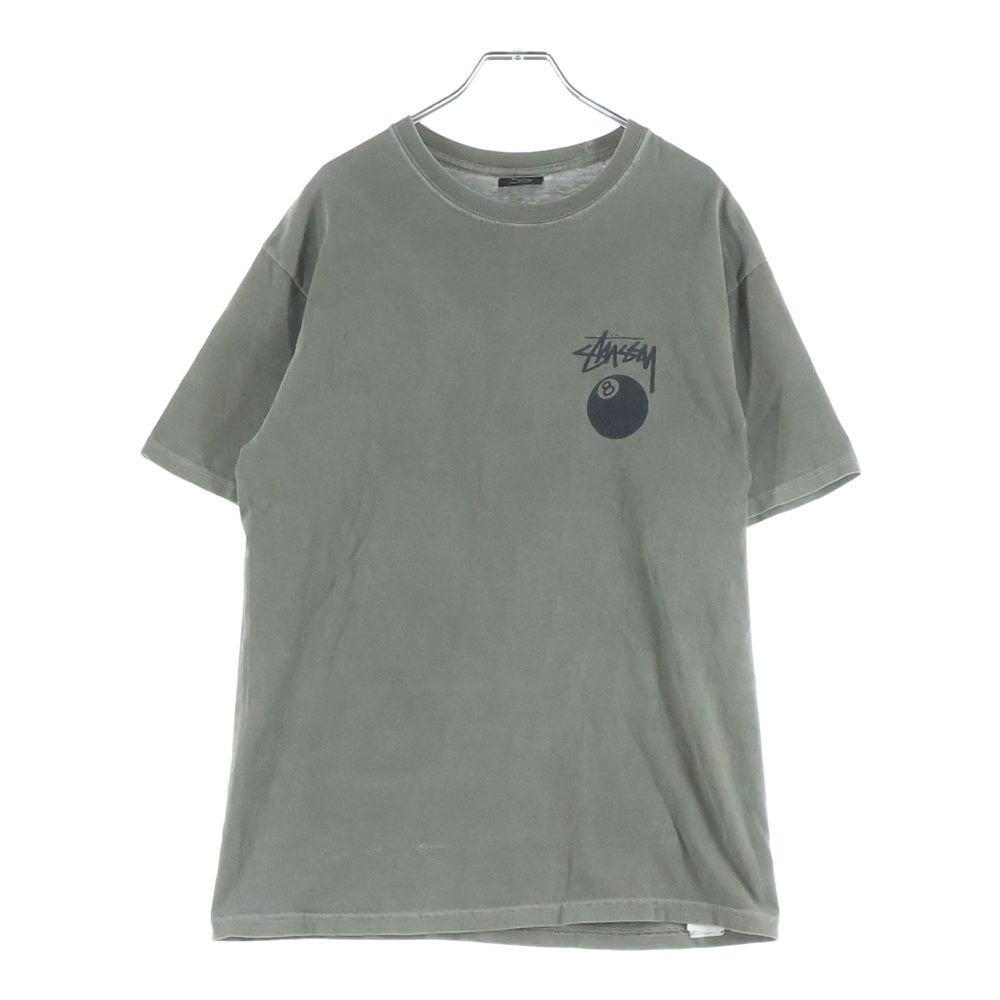 STUSSY(ステューシー) 8BALL エイトボール ロゴデザイン クルーネック カットソー 半袖Tシャツ カーキ