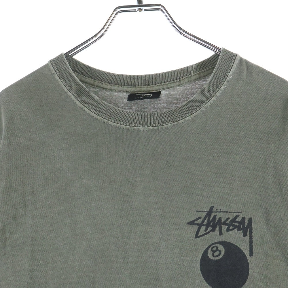 STUSSY(ステューシー) 8BALL エイトボール ロゴデザイン クルーネック カットソー 半袖Tシャツ カーキ