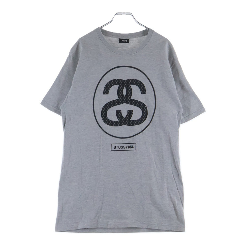 STUSSY(ステューシー) フロントロゴデザイン クルーネック カットソー 半袖Tシャツ グレー