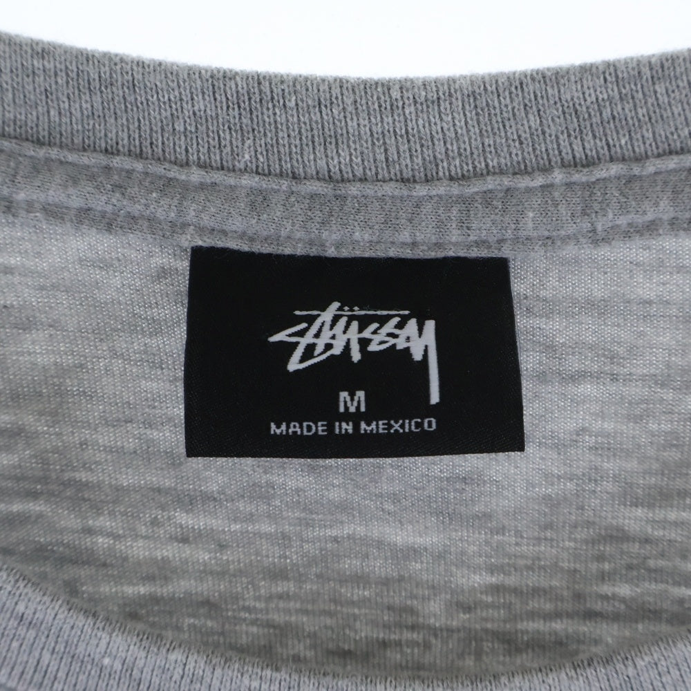 STUSSY(ステューシー) フロントロゴデザイン クルーネック カットソー 半袖Tシャツ グレー