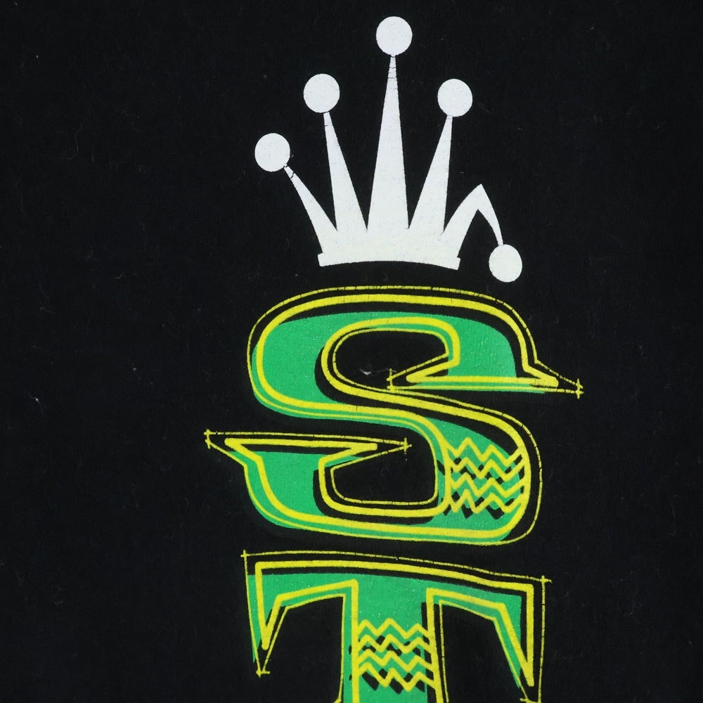 STUSSY(ステューシー) クラウンロゴデザイン クルーネック カットソー 半袖Tシャツ ブラック