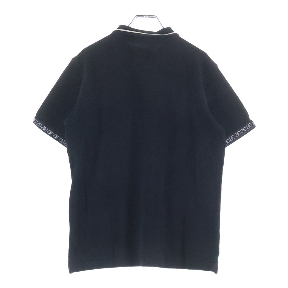 STUSSY(ステューシー) 胸エンブロイダリーデザイン アームロゴデザイン 半袖ポロシャツ ブラック