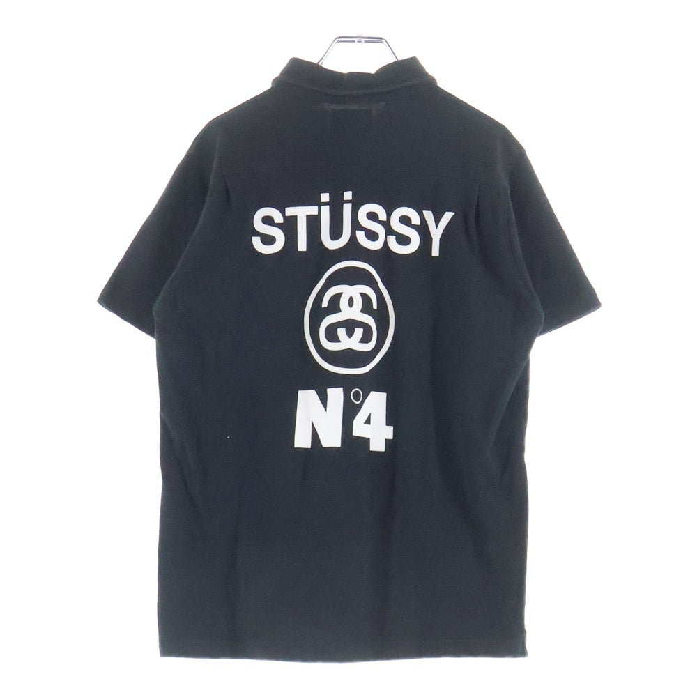 STUSSY(ステューシー) 胸ポケット フロントロゴデザイン カットソー 半袖ポロシャツ ブラック