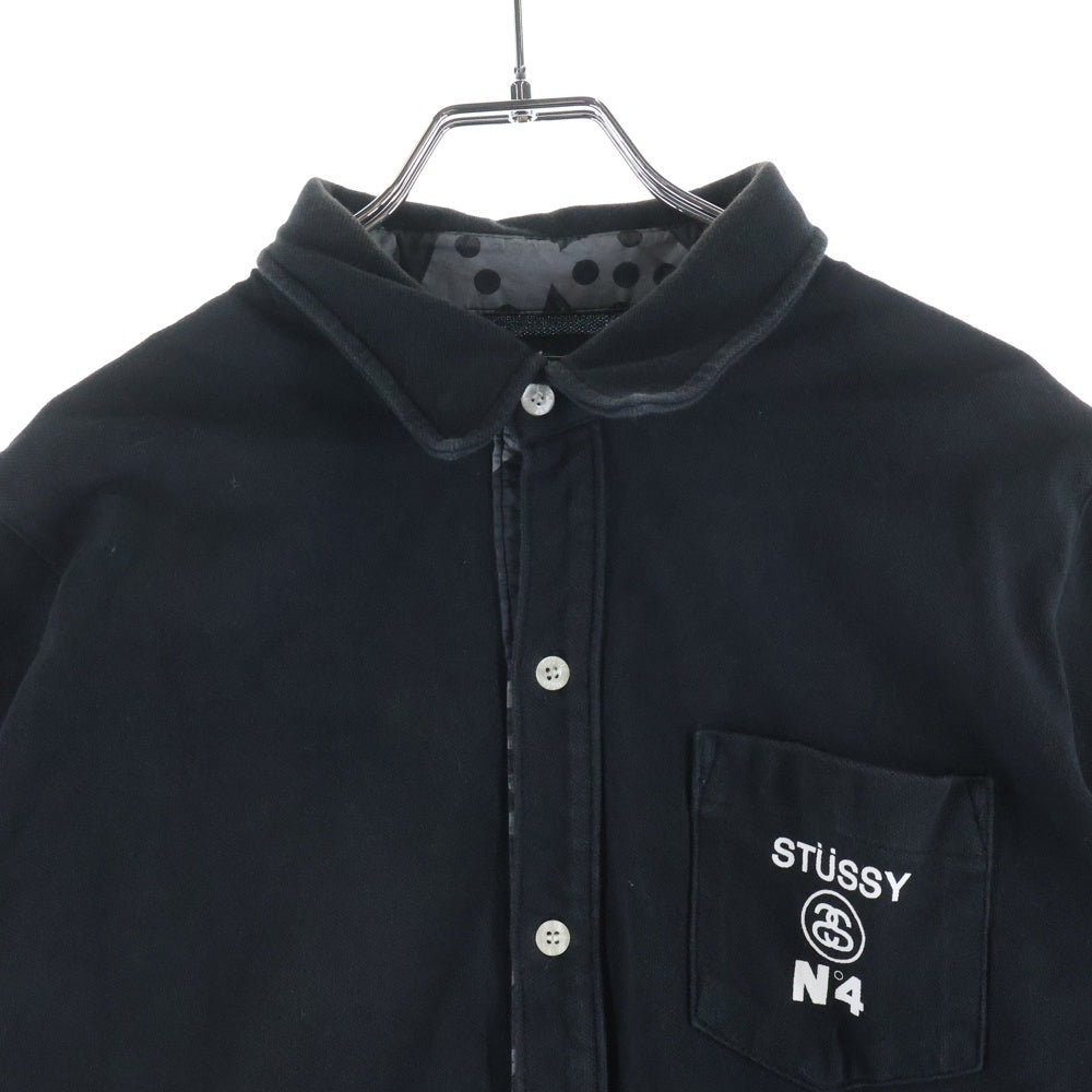 STUSSY(ステューシー) 胸ポケット フロントロゴデザイン カットソー 半袖ポロシャツ ブラック
