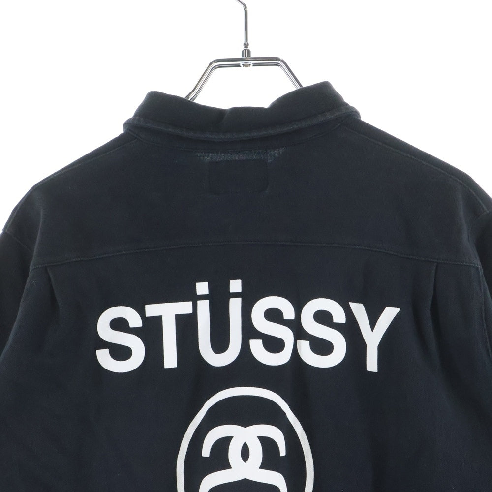 STUSSY(ステューシー) 胸ポケット フロントロゴデザイン カットソー 半袖ポロシャツ ブラック