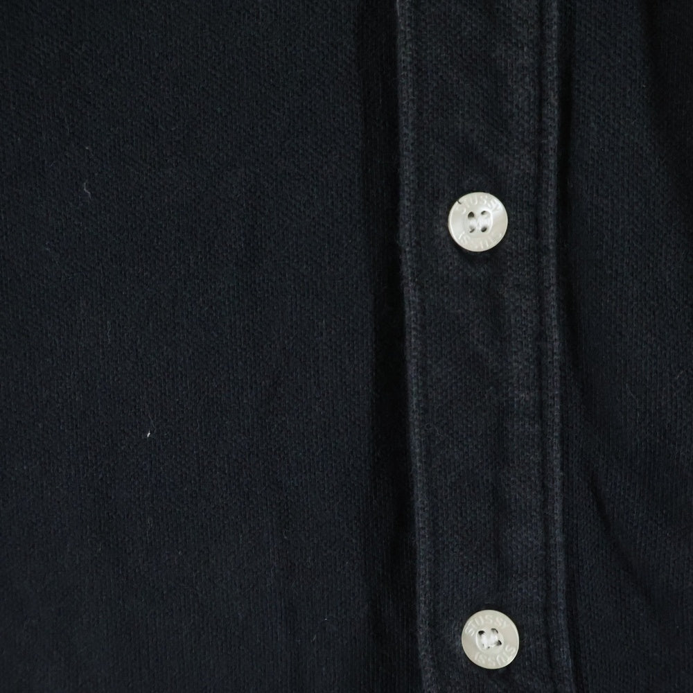 STUSSY(ステューシー) 胸ポケット フロントロゴデザイン カットソー 半袖ポロシャツ ブラック