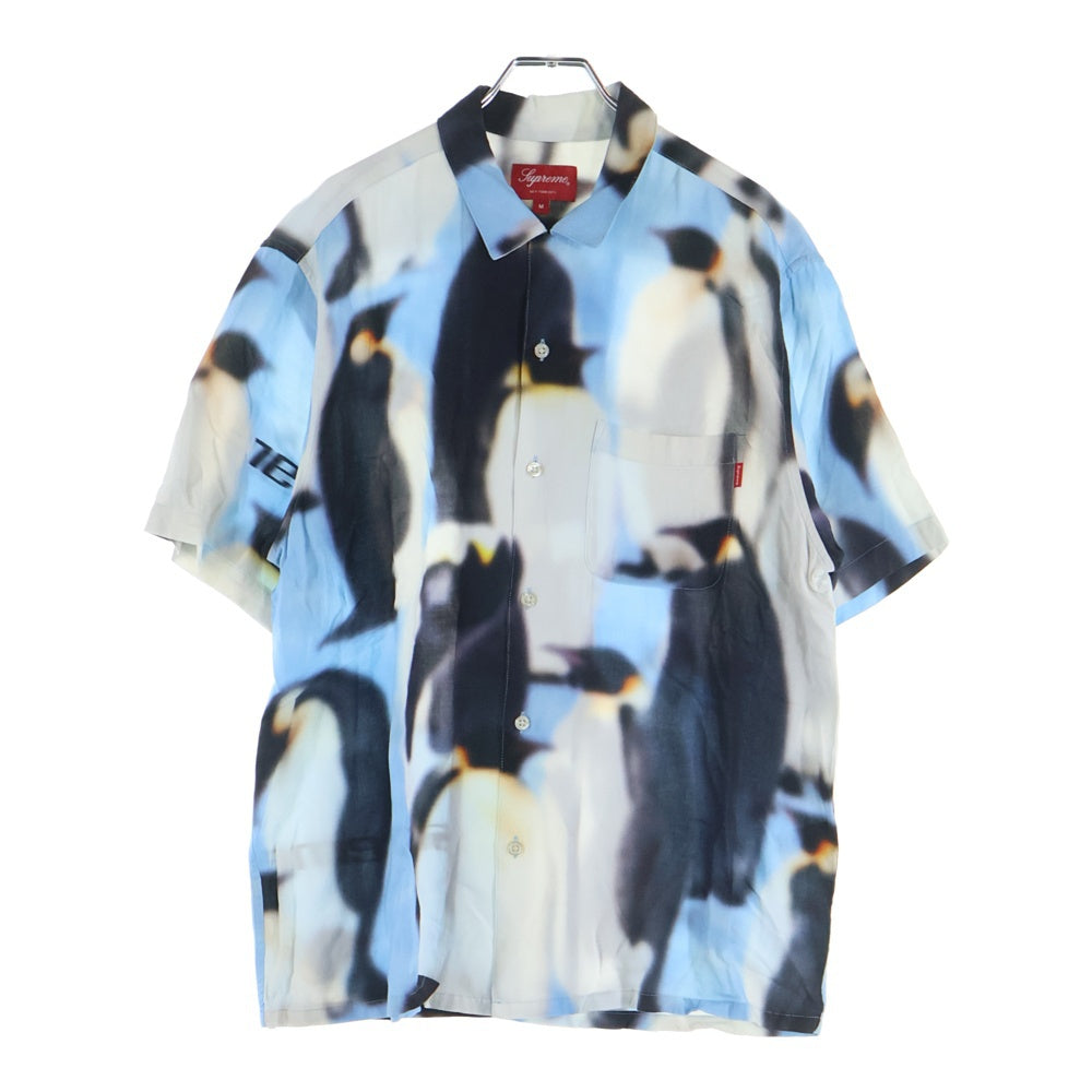 SUPREME(シュプリーム) 20AW Penguins Rayon Shirt ペンギン総柄 レーヨン開襟半袖シャツ ブルー