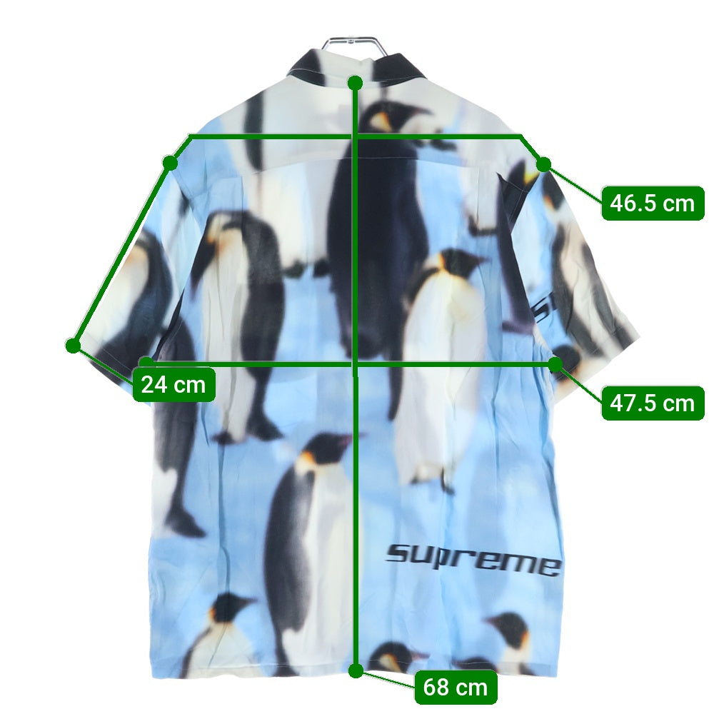 SUPREME(シュプリーム) 20AW Penguins Rayon Shirt ペンギン総柄 レーヨン開襟半袖シャツ ブルー