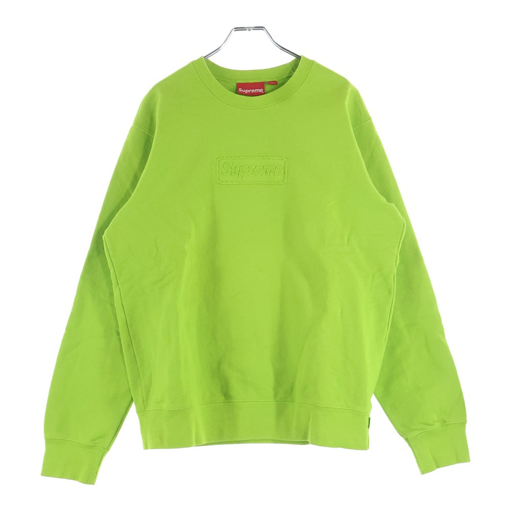 SUPREME(シュプリーム) 20SS Cutout Logo Crewneck カットアウト フロントボックスロゴ刺繍クルーネックスウェットトレーナー グリーン