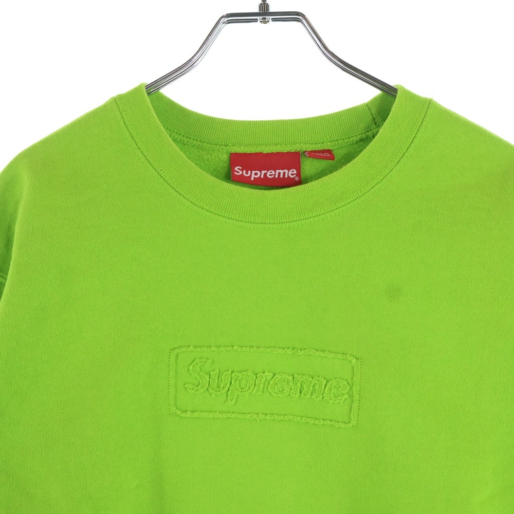 SUPREME(シュプリーム) 20SS Cutout Logo Crewneck カットアウト フロントボックスロゴ刺繍クルーネックスウェットトレーナー グリーン