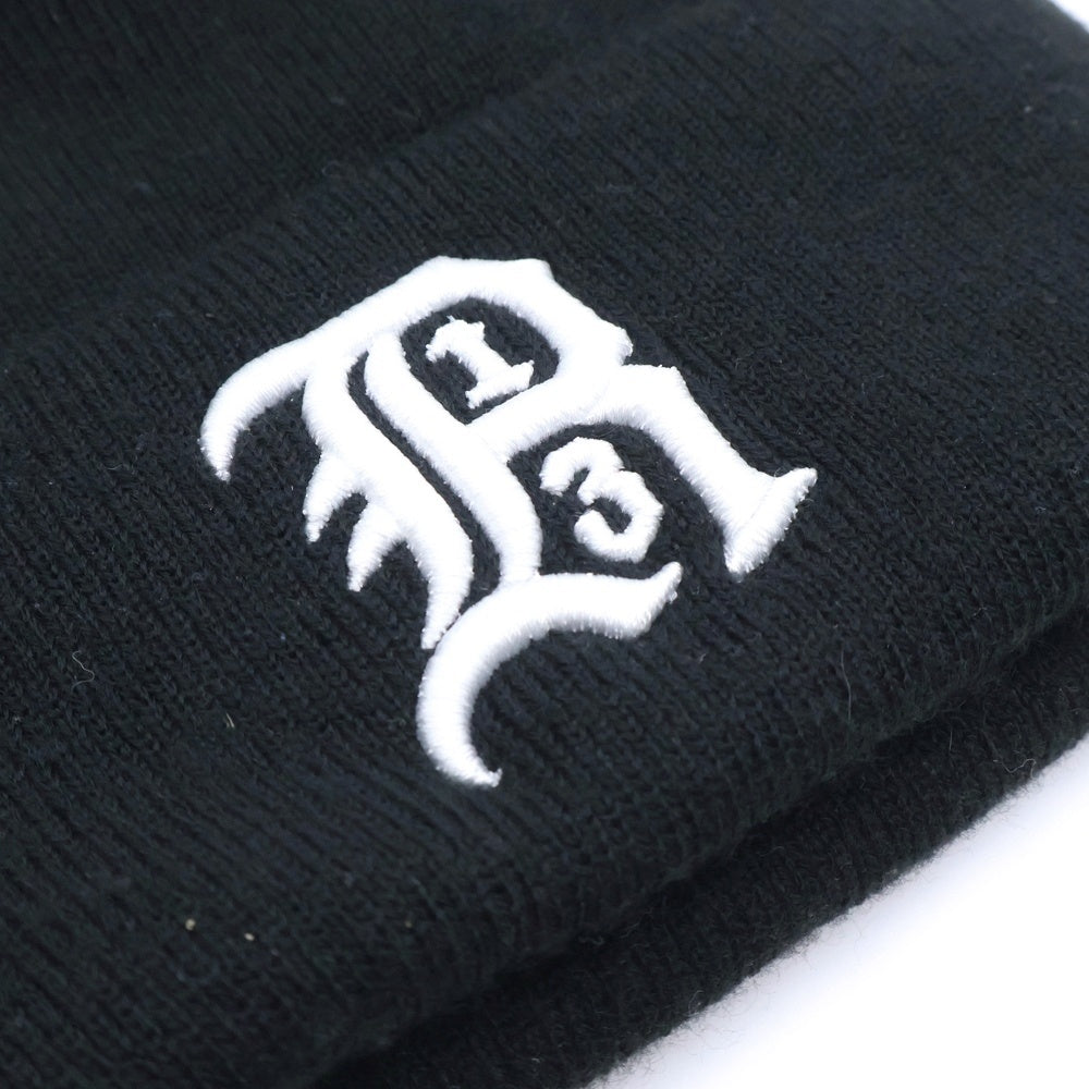 R13(アールサーティーン) R13 SKULLY HAT ロゴエンブロイダリー ビーニー ニット帽 キャップ 帽子 ブラック R13A5002-01