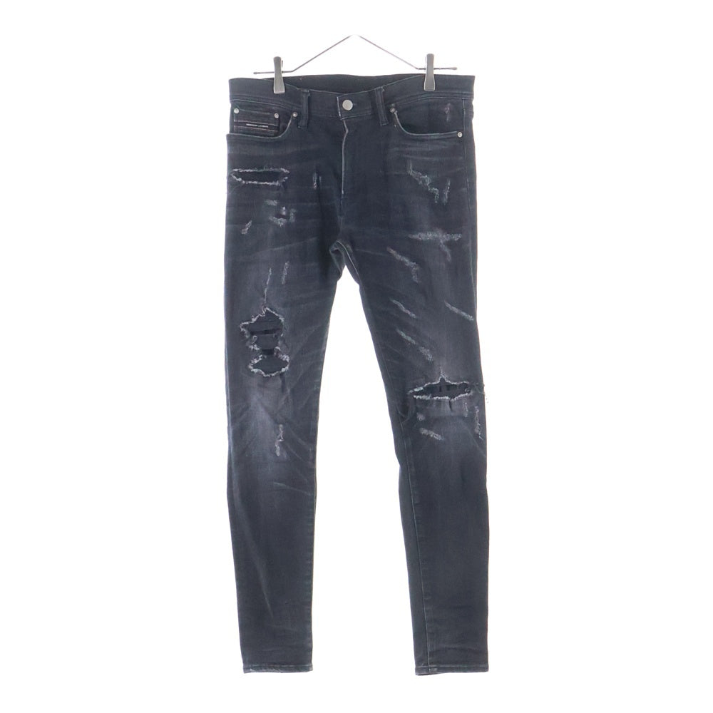 RESOUND CLOTHING(リサウンドクロージング) LOAD DENIM ロードデニム クラッシュ加工 スキニーデニムパンツ ブラック SSK-004