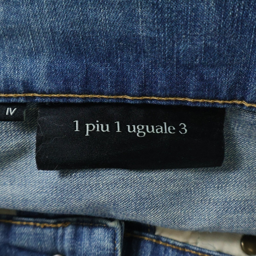 1 PIU 1 UGUALE 3(ウノピゥウノウグァーレトレ) ダメージ加工 パッチワーク スキニーデニムパンツ インディゴ MRP078