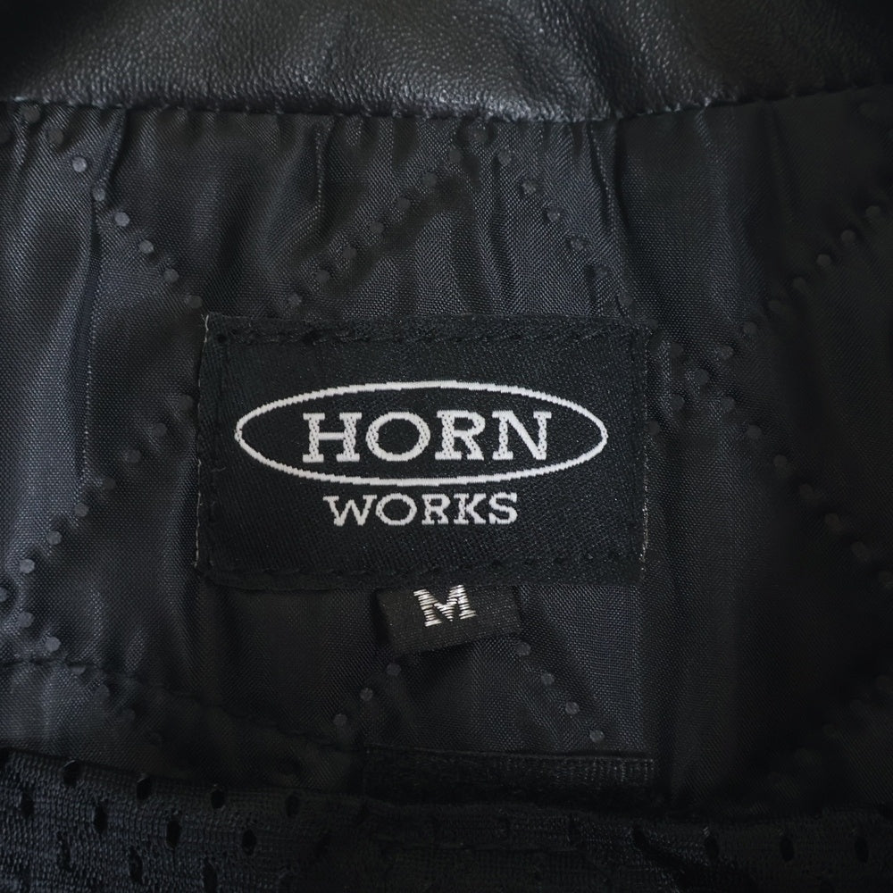 HORN WORKS(ホーンワークス) ネックストラップ シングル ライダース バッファロー レザージャケット ブラック