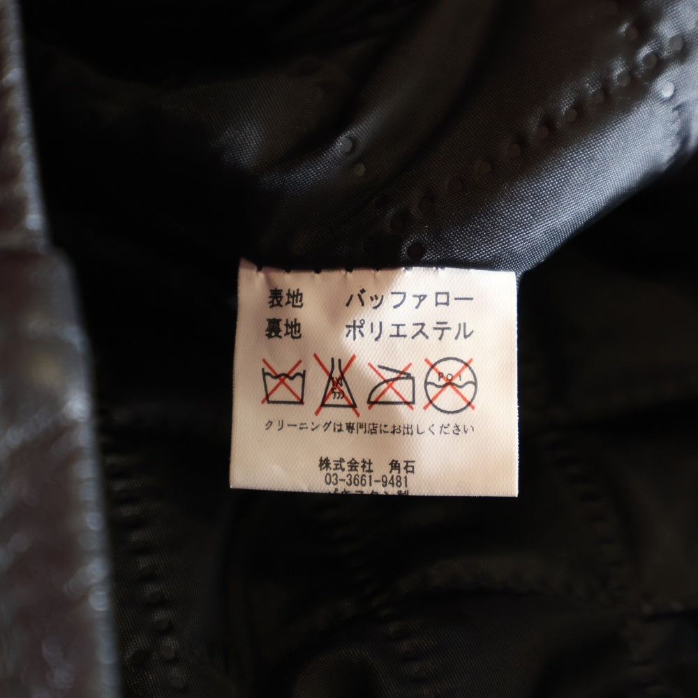 HORN WORKS(ホーンワークス) ネックストラップ シングル ライダース バッファロー レザージャケット ブラック