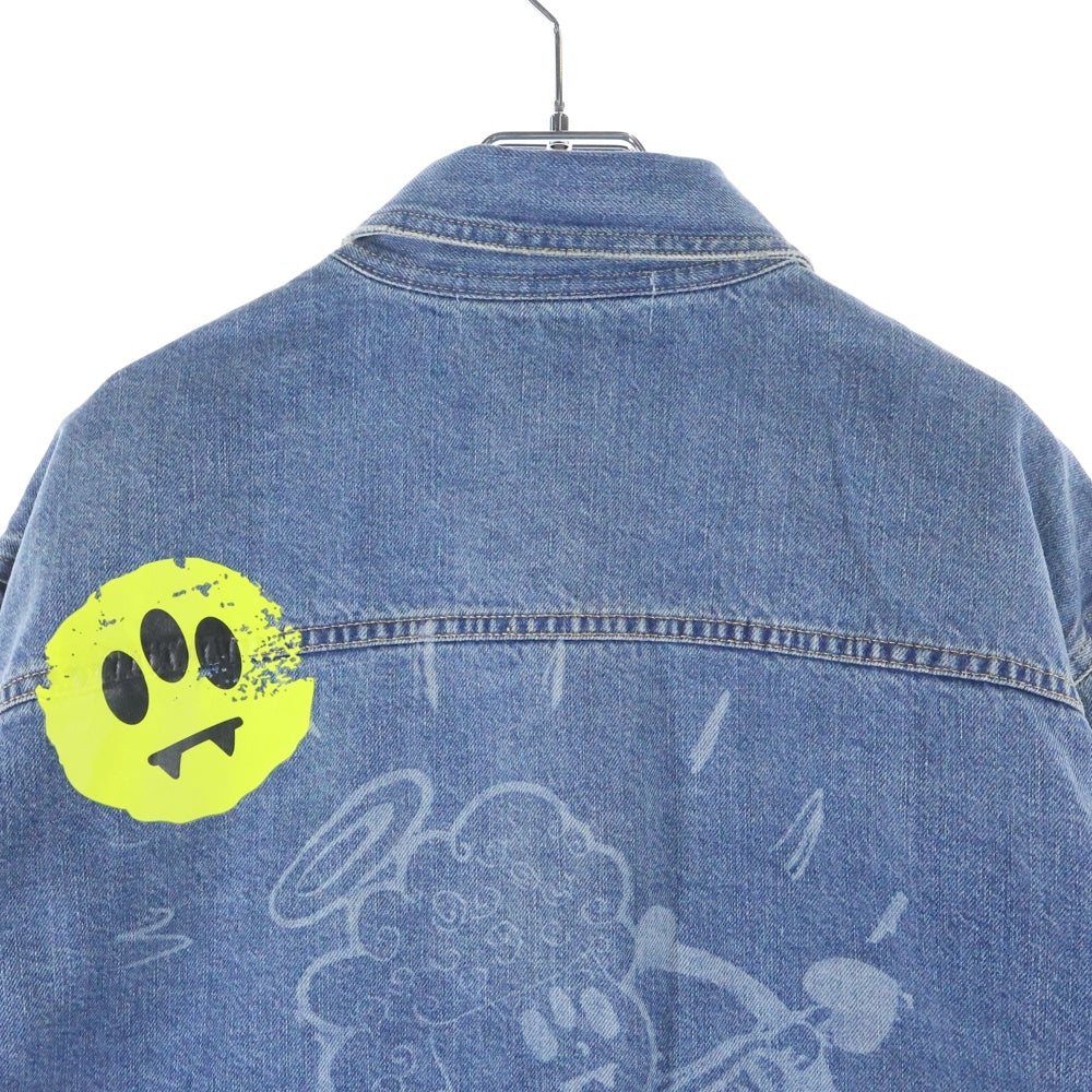 BARROW(バロウ) DENIM SHIRT ペイントデザイン 1ポケット 長袖デニムシャツ インディゴ F3BWUASI039