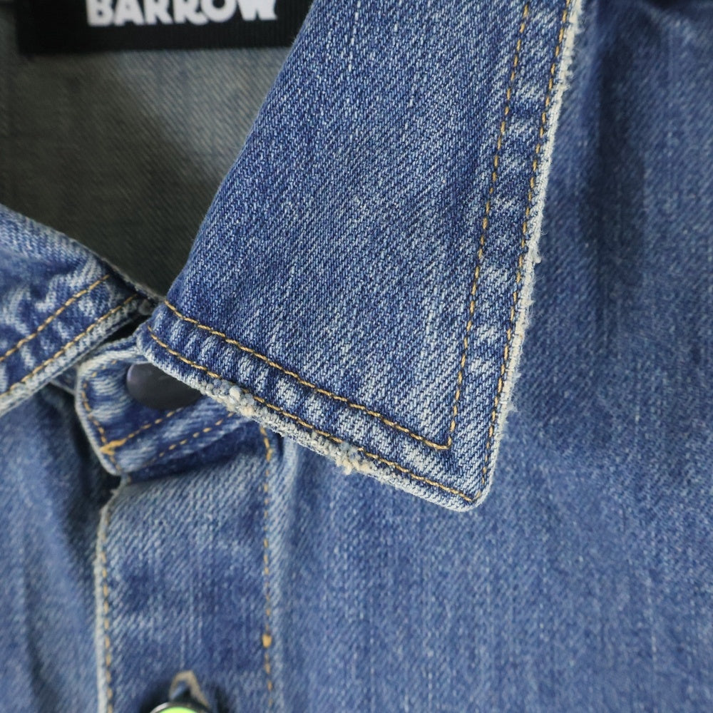 BARROW(バロウ) DENIM SHIRT ペイントデザイン 1ポケット 長袖デニムシャツ インディゴ F3BWUASI039