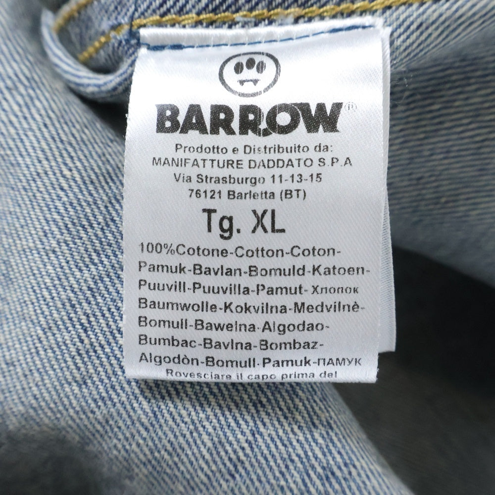 BARROW(バロウ) DENIM SHIRT ペイントデザイン 1ポケット 長袖デニムシャツ インディゴ F3BWUASI039