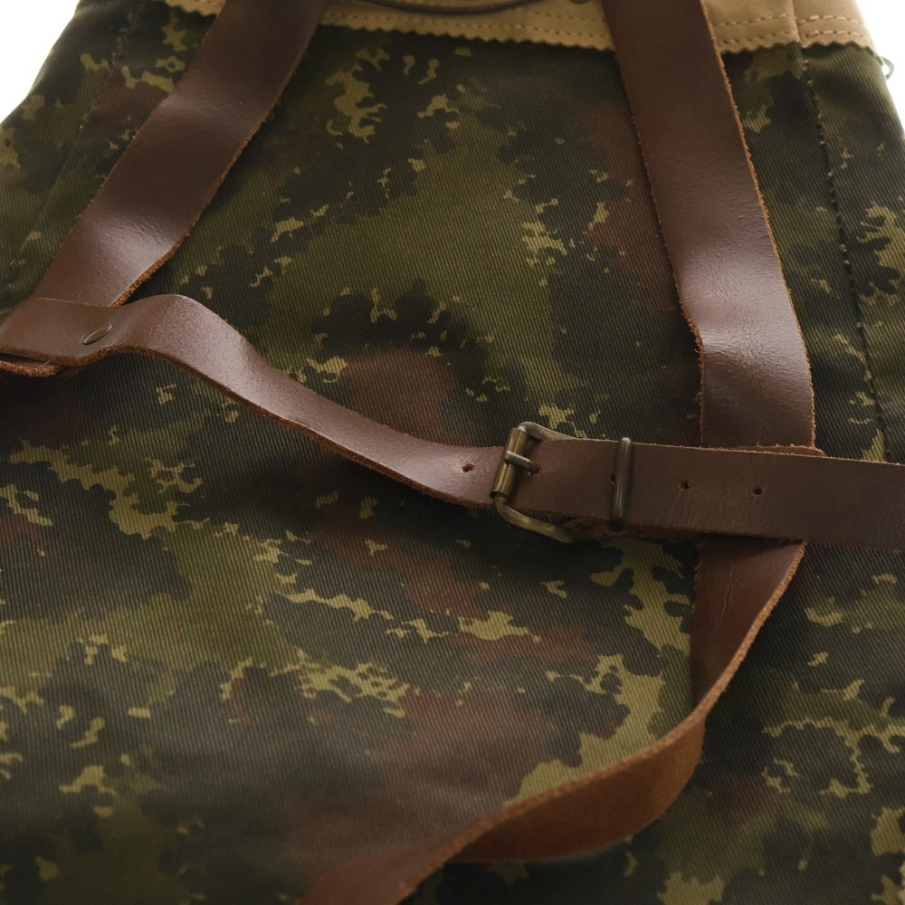 NO BRAND(ノーブランド) VENATOR (ベネター) カモフラ レザー切り替え キャンバスバックパック リュックサック カーキ