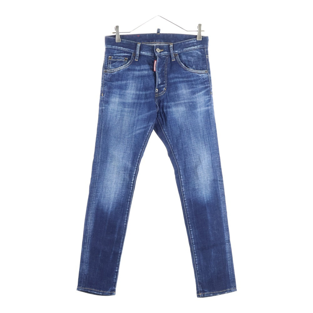 DSQUARED2(ディースクエアード) 22SS ロゴ パッチ ボタンフライ デニムパンツ インディゴブルー S74LB1026