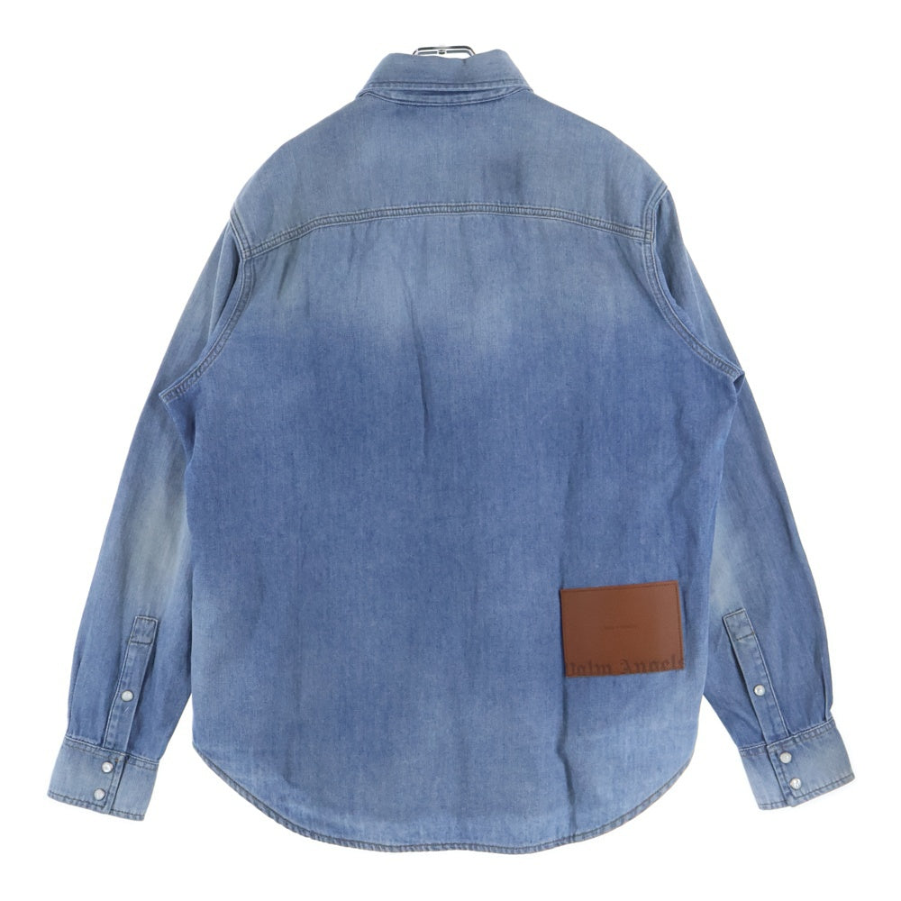 Palm Angels(パームエンジェルス) MONOGRAM モノグラム ロゴエンブロイダリー デニムシャツ ライトブルー PMYD019E23DEN001