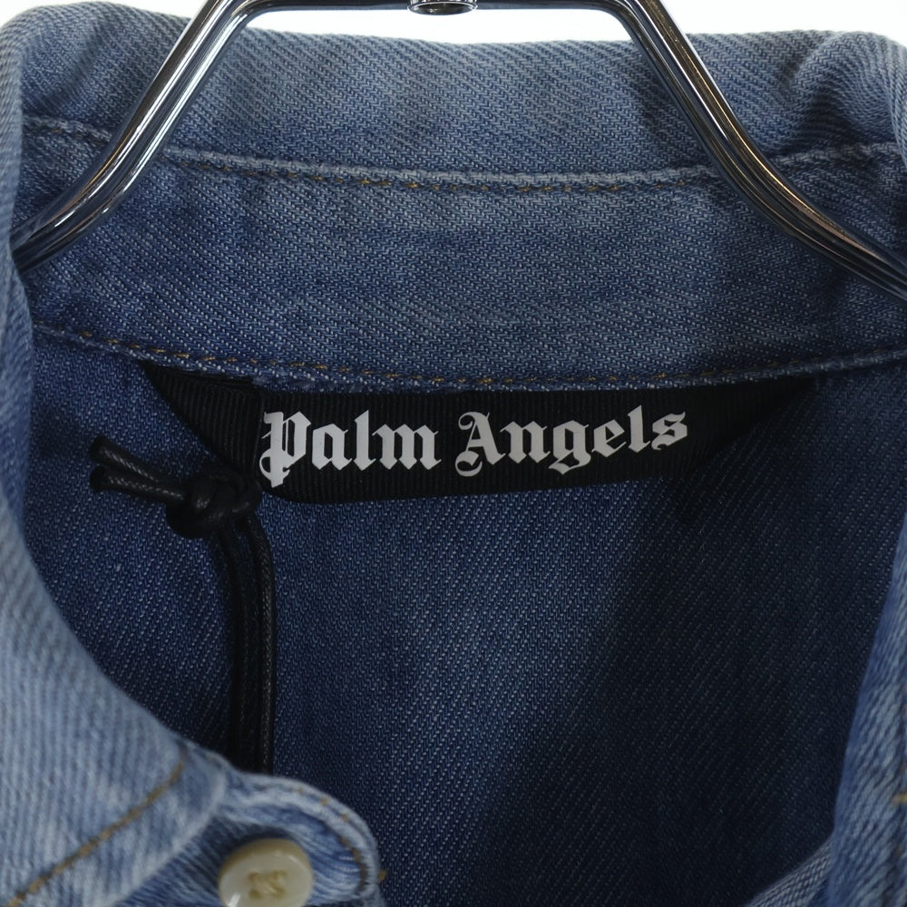 Palm Angels(パームエンジェルス) MONOGRAM モノグラム ロゴエンブロイダリー デニムシャツ ライトブルー PMYD019E23DEN001