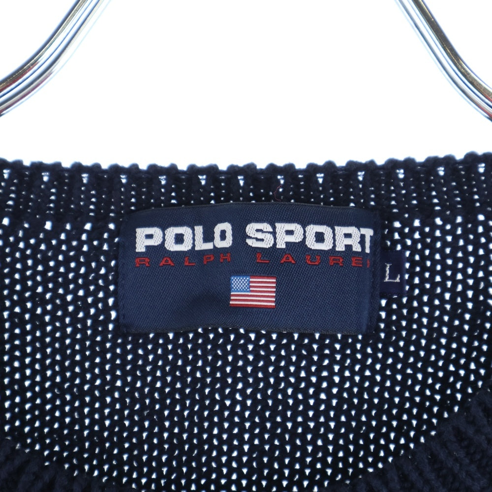 POLO SPORT RALPH LAUREN(ポロスポーツラルフローレン) フロント刺繍 クルーネックニットセーター ネイビー