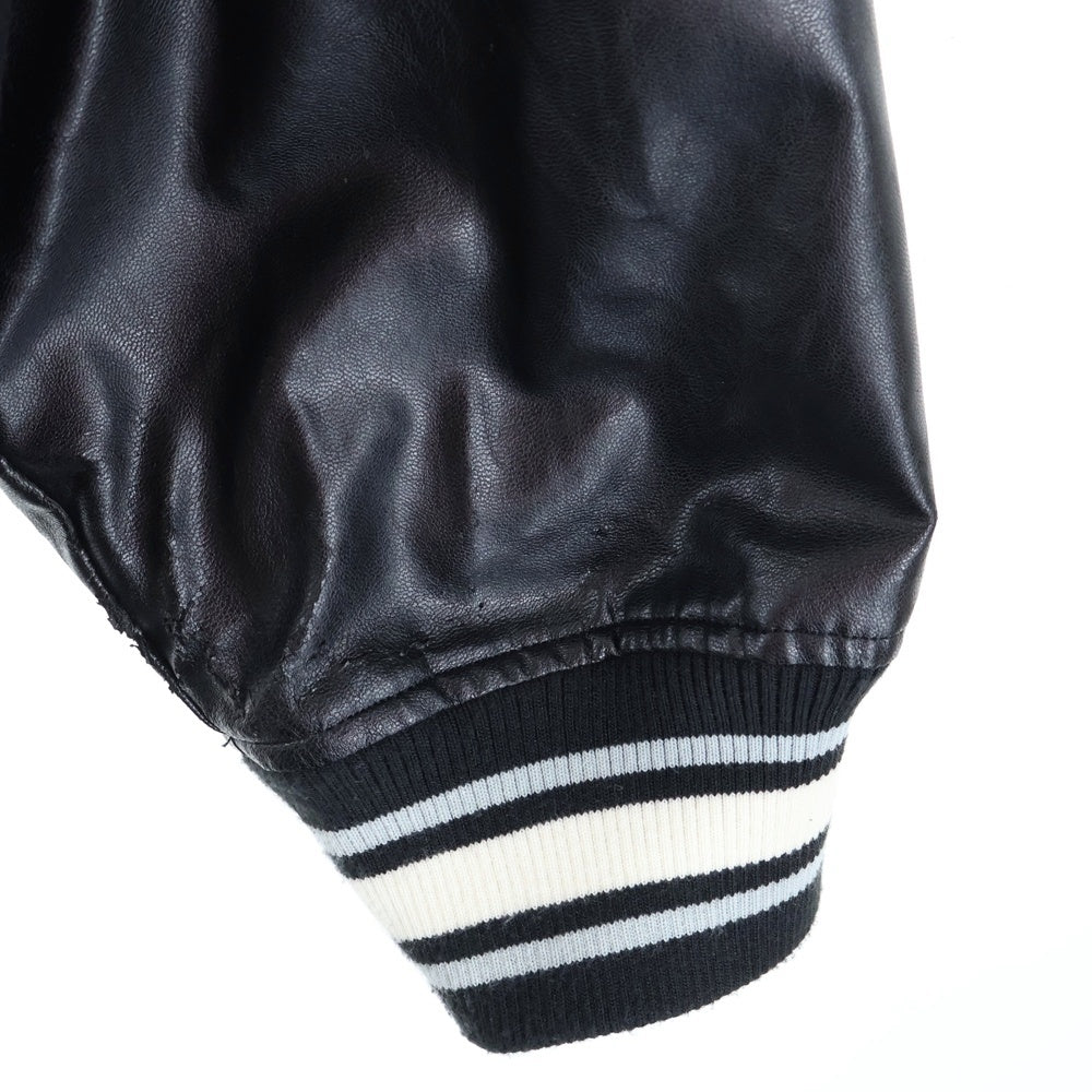 NO BRAND(ノーブランド) JEANS FACTORY CLOTHERS (ジーンズファクトリークローズ) レーヨン混 フロント刺繍 スタジアムジャンパー スタジャン ブラック JFC-224-090